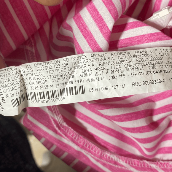 Zara Basic Women's Pink White Striped Knee Length Trumpet A-Line Skirt Medium - Picture 8 of 10